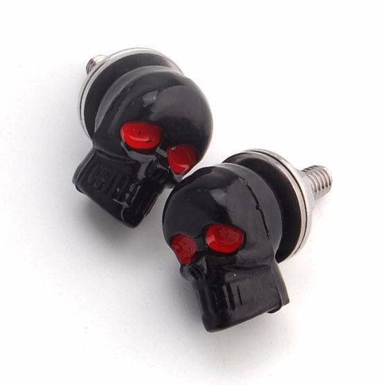 Black 3D Skull Motorcycle License Plate Frame Bolts Fastener Screws - 2pcs - TDRMOTO