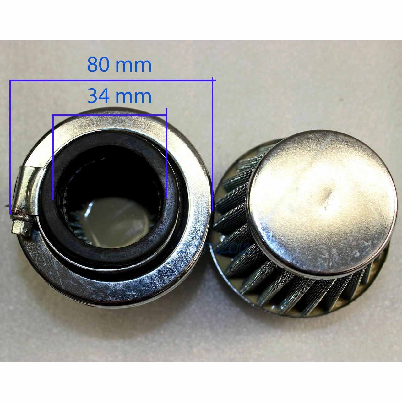 34mm Chrome Pod/Air Filter/Cleaner Dirt/Pit Quad /ATV Bike Buggy Go Kart - TDRMOTO