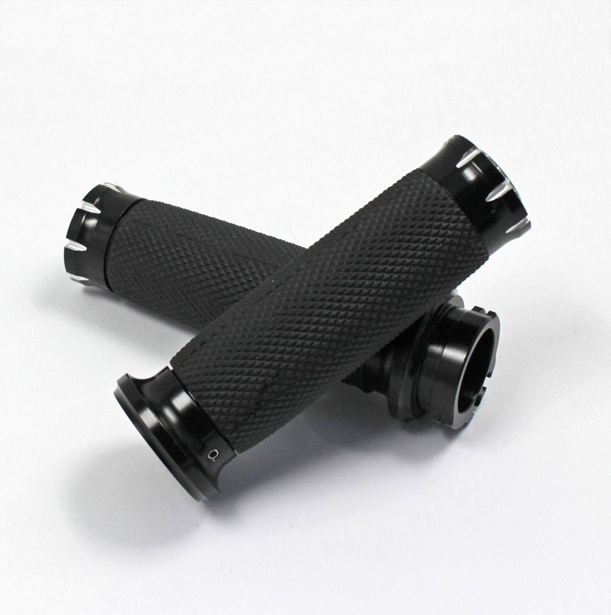 Black 1'' Universal Handle Bar Grips For Harley Davidson Touring Softail DYNA - TDRMOTO