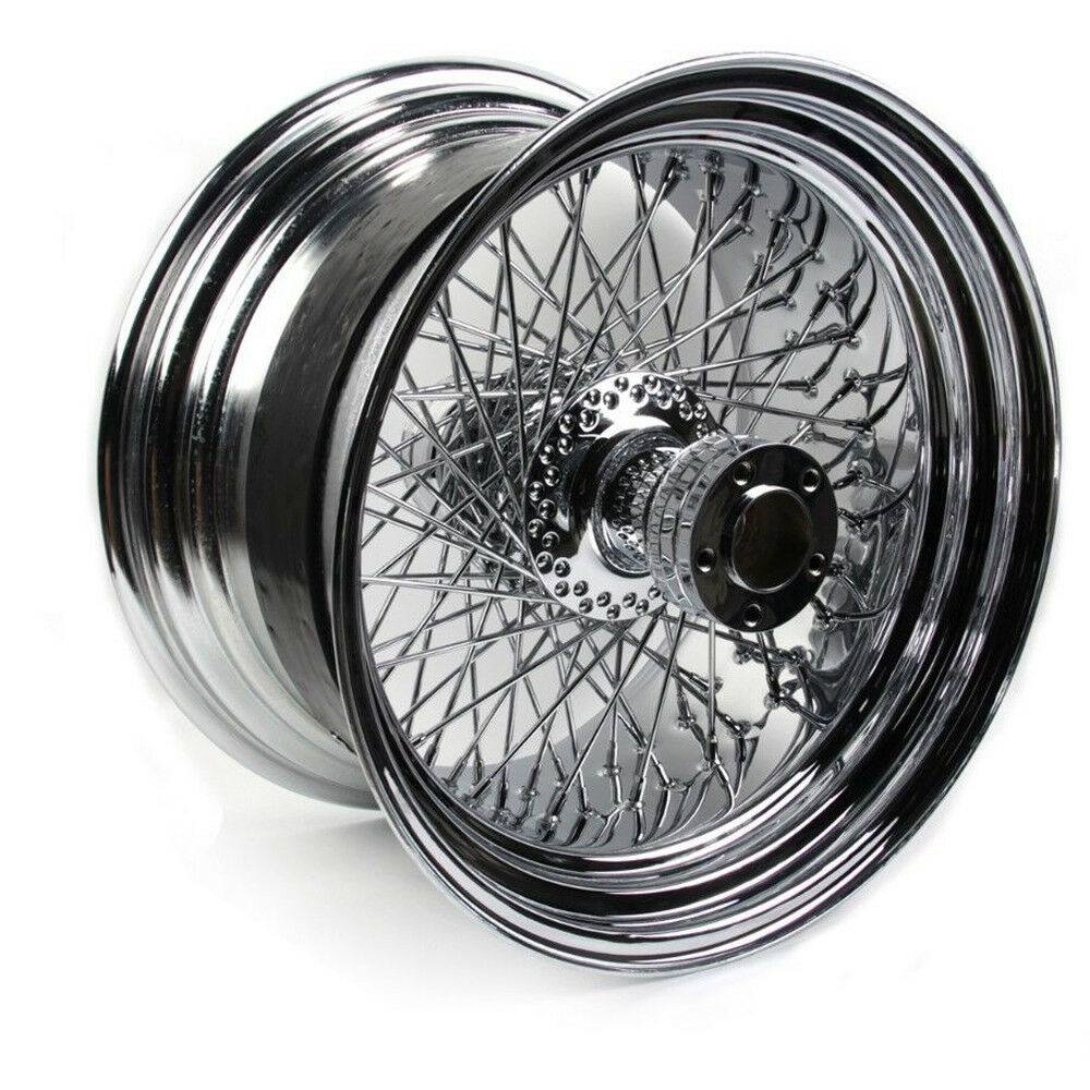 18 x 8.5 Chrome Fat King Spoke Rear Wheel Rim for Harley Custom Chopper - TDRMOTO