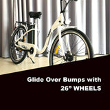 TDR 250W 26" White Electric Bike with 10Ah Lithium Ion Battery - TDRMOTO