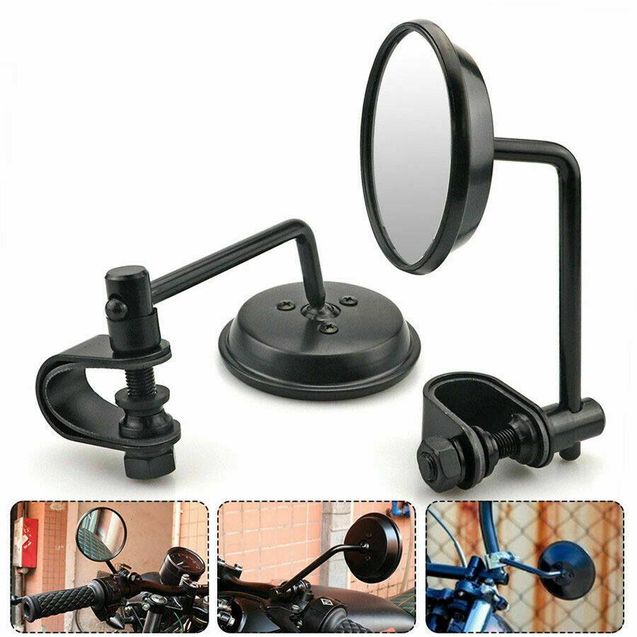 Motorcycle Rear View Mirrors Round Convex Clip-On Retro 22 25mm Mirror For Harley - TDRMOTO