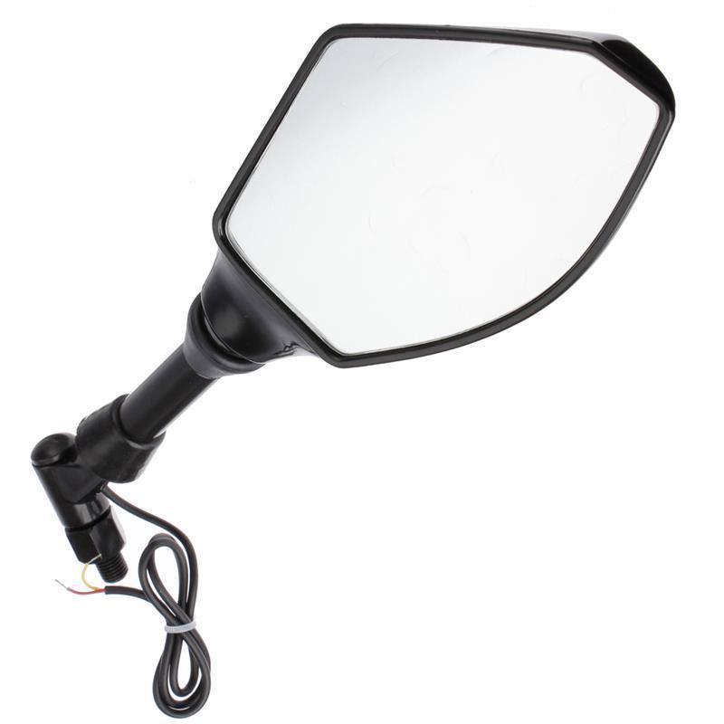 Black motorcycle rearview side mirrors w/ LED indicator for Hyosung GV650 - TDRMOTO