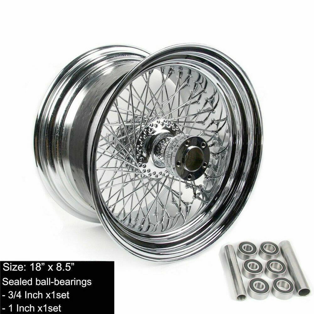 18 x 8.5 Chrome Fat King Spoke Rear Wheel Rim for Harley Custom Chopper - TDRMOTO