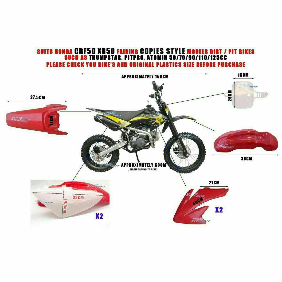 Red Plastics Fairing Fender Kit For Honda CRF50 - TDRMOTO