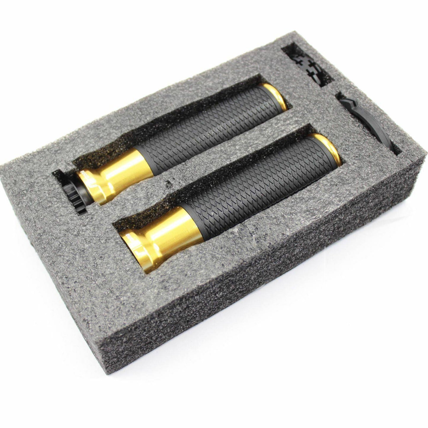 Motorcycle Handlebar Hand Grips Gold CNC 7/8" Bar w/ Throttle Tube Universal - TDRMOTO