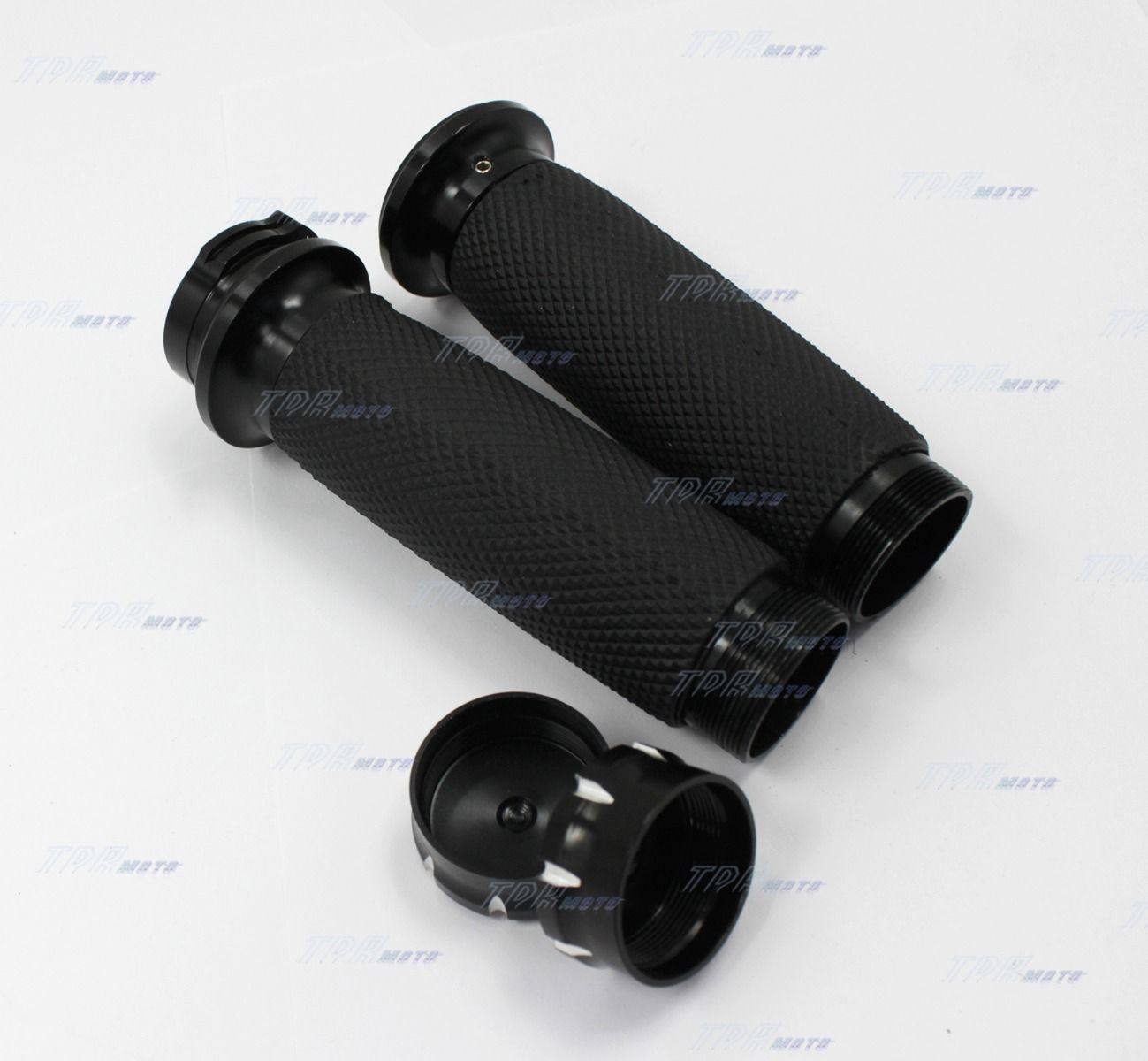 Black 1'' Universal Handle Bar Grips For Harley Davidson Touring Softail DYNA - TDRMOTO