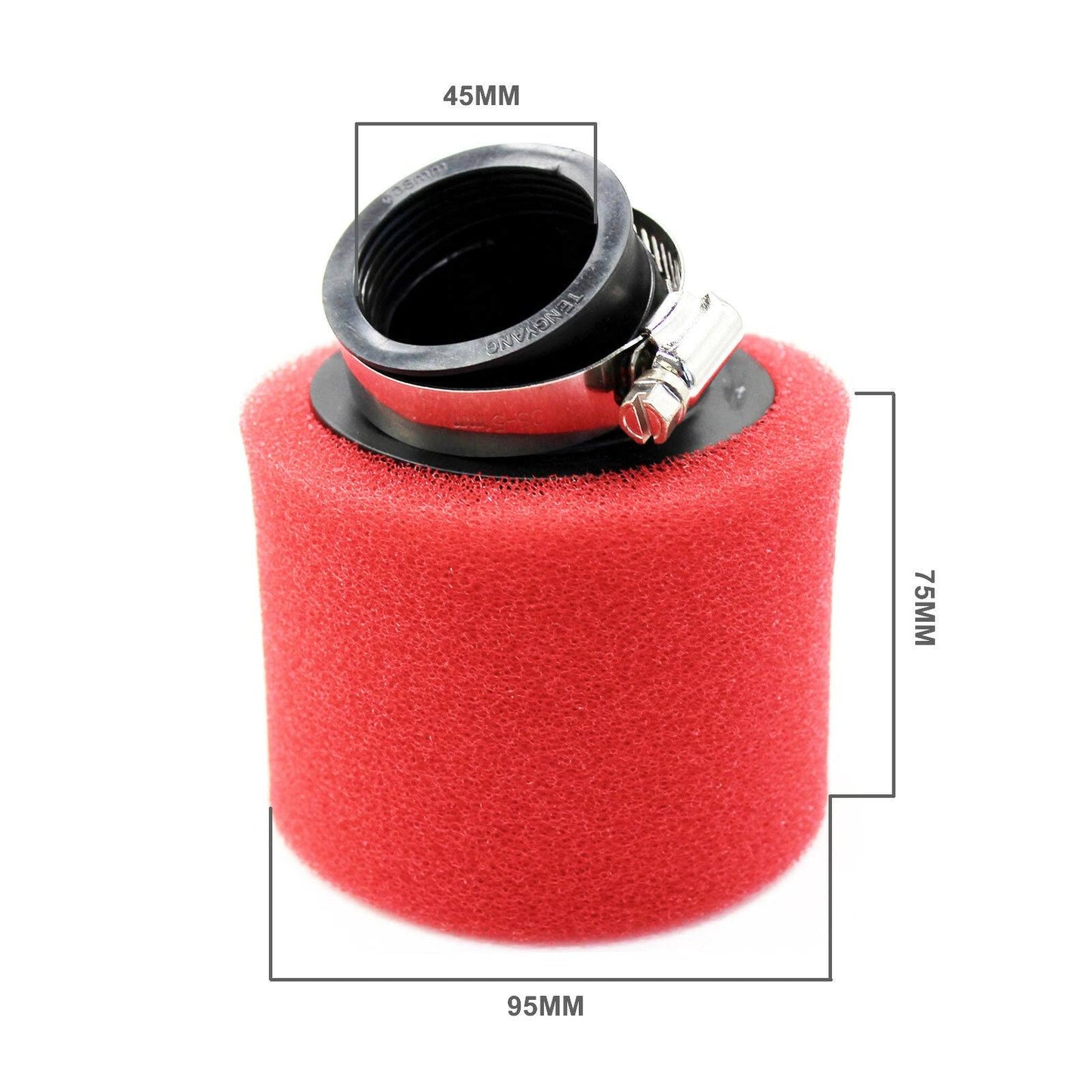 RED 45mm Bent Angled Foam Air Filter Pod 150cc PIT Quad Dirt Bike ATV Buggy - TDRMOTO