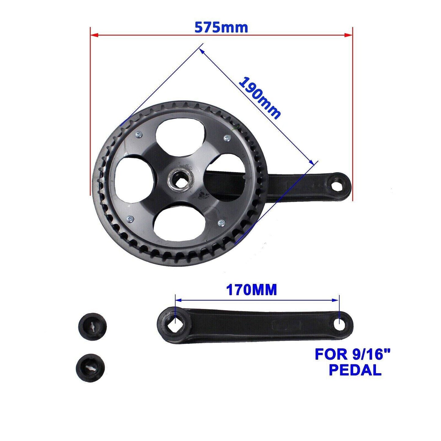 Crankset 170mm For Single Speed Bike Bicycle MTB Mountain Bike - TDRMOTO