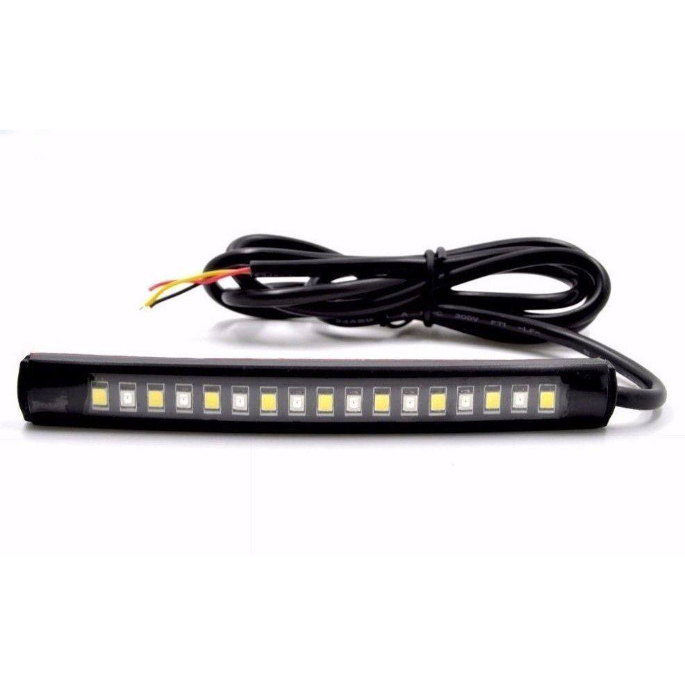 2pcs Car Motorcycle 17 LED Strip Light Tail Turn Signal Indicator Amber/White - TDRMOTO