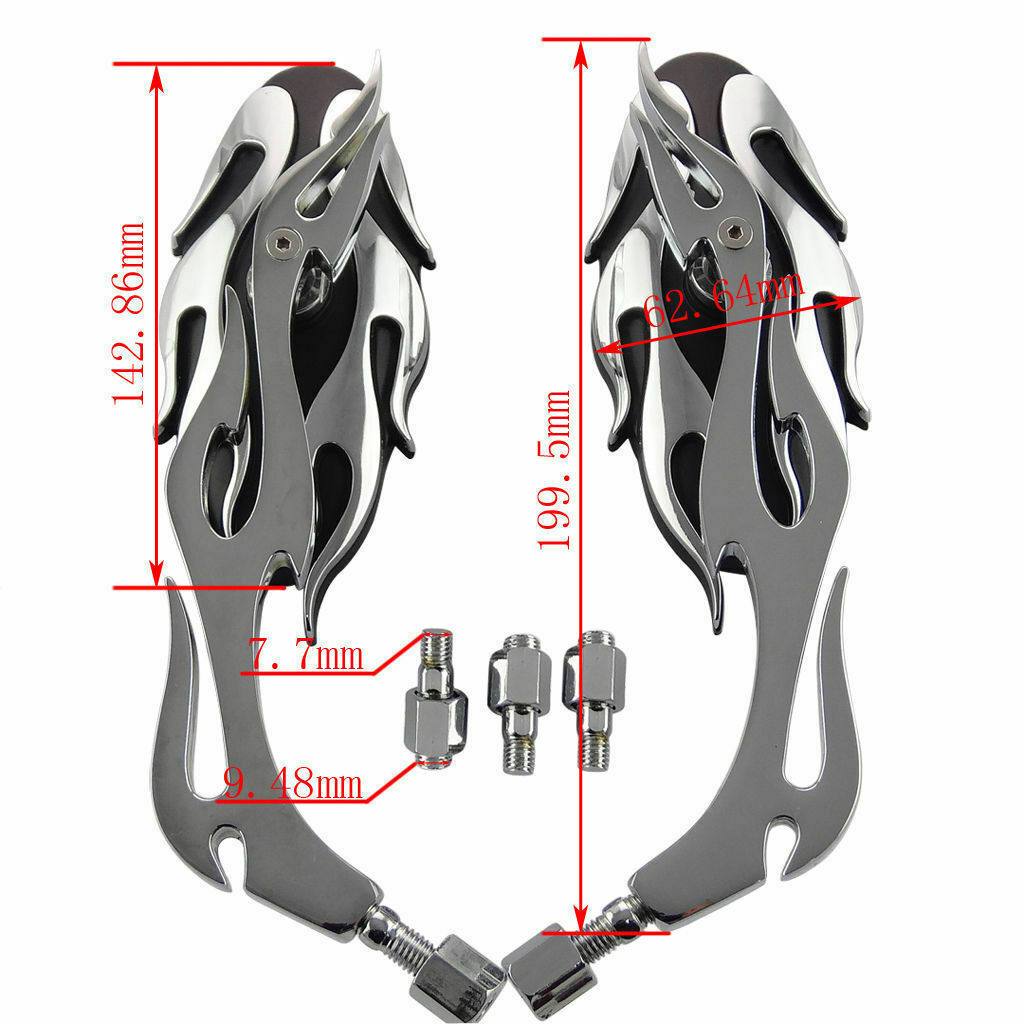 CHROME FLAME MOTORCYCLE REARVIEW MIRRORS 4 KAWASAKI VULCAN VN EN 800 900 1500 - TDRMOTO