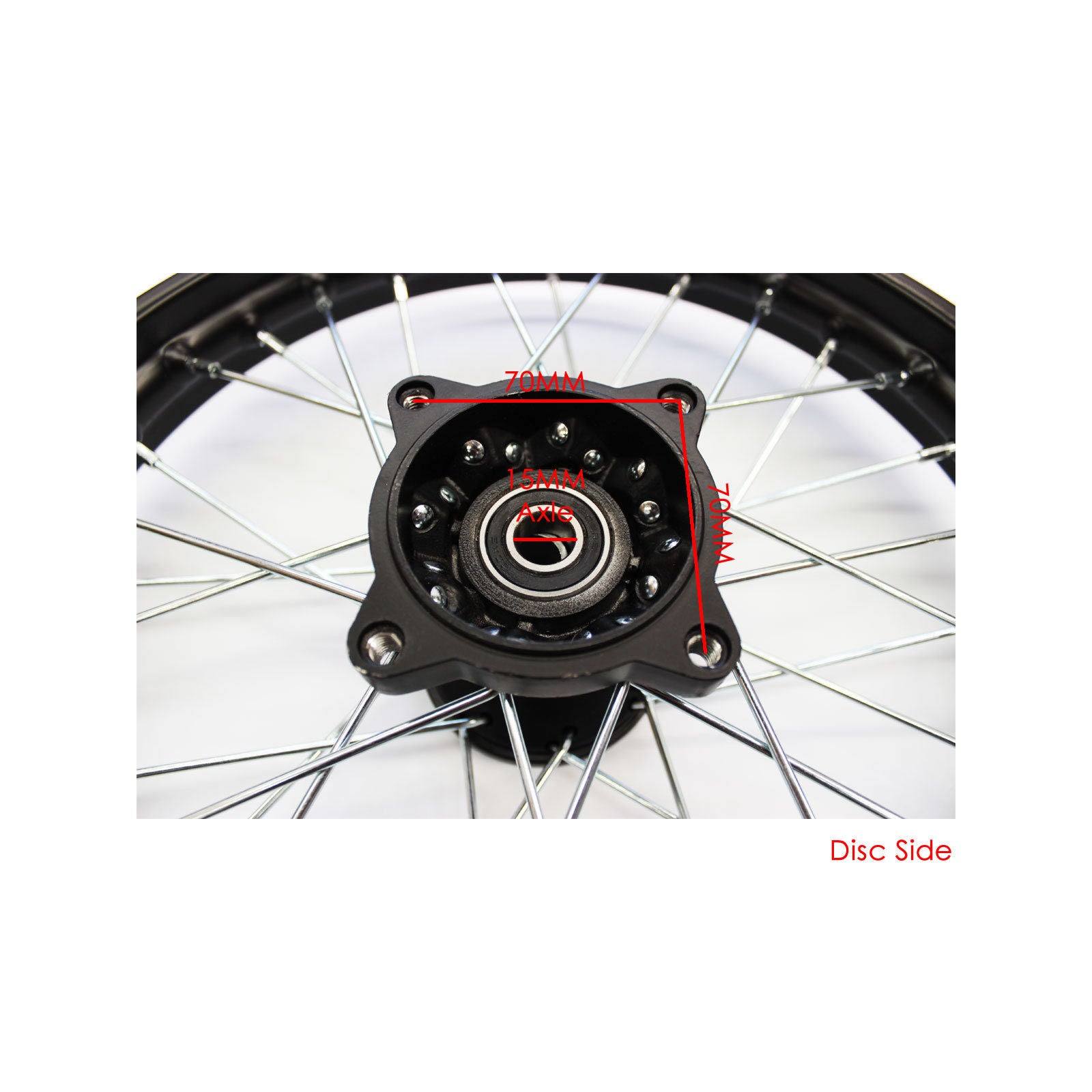 Black 15mm axle 60/100- 14" Inch Front Wheel Rim Knobby Tyre PIT PRO Dirt Bike - TDRMOTO