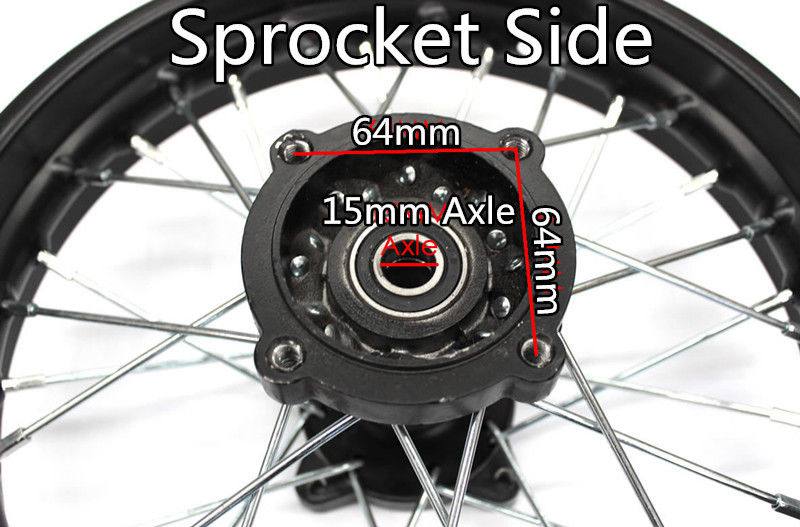 50cc/125cc 12 inch Rear rim Chinese Dirt bike pit bike 1.85 X 12 Rim 80/100-12 - TDRMOTO