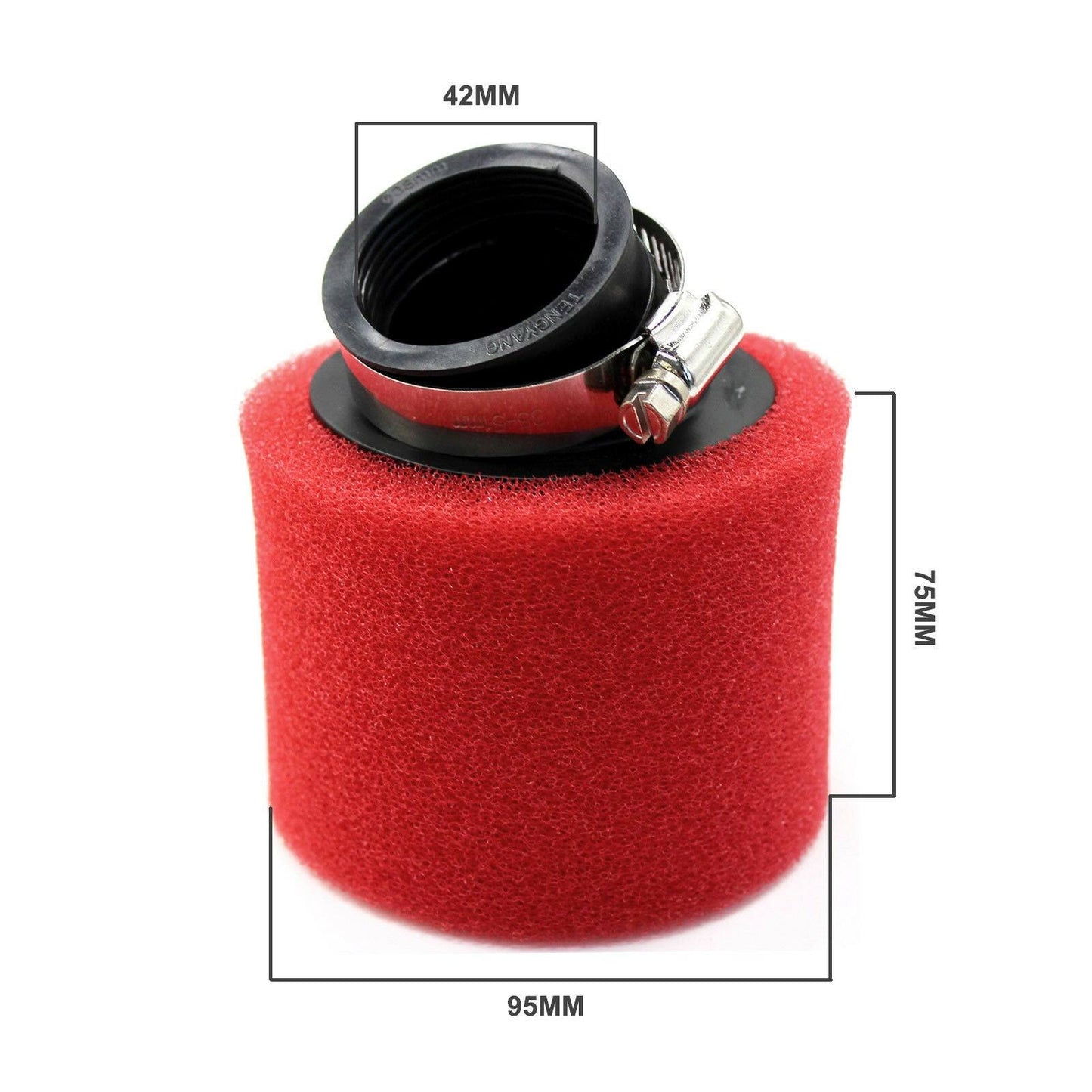 RED 41mm 42mm Bent Angled Foam Air Filter Pod 150cc PIT Quad Dirt Bike ATV Buggy - TDRMOTO
