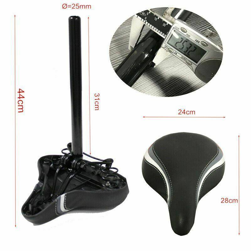 Unisex Large Bum Bike Bicycle Cycling Sprung Seat Saddle with Seat Post Pillar - TDRMOTO