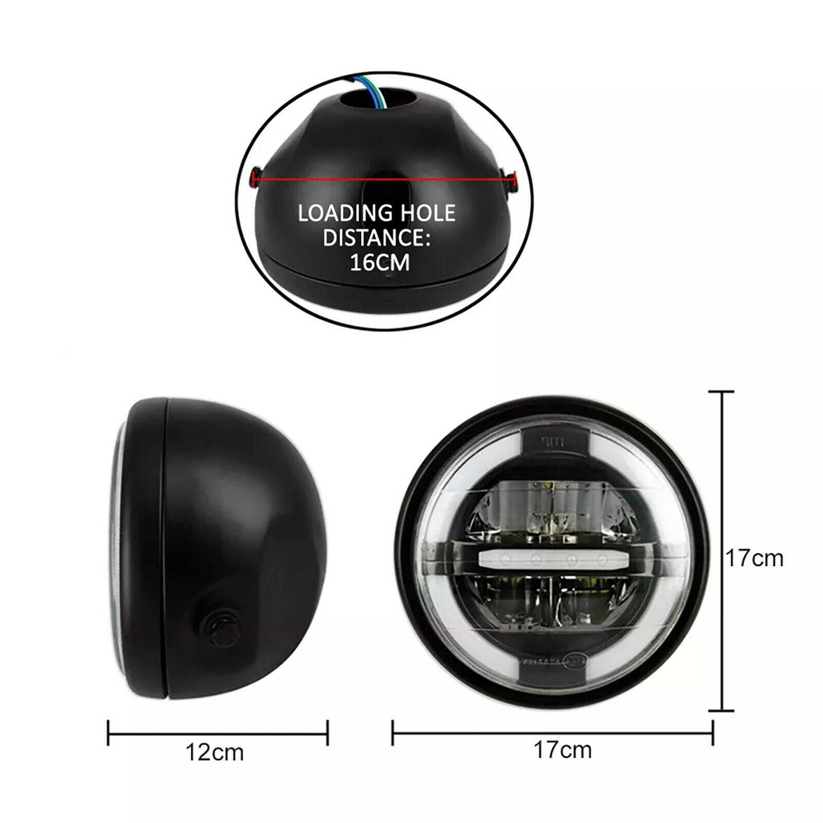 Motorcycle 6.5" 7" Headlight Round LED Driving Lamp Head Lamp with Brackets Set - TDRMOTO