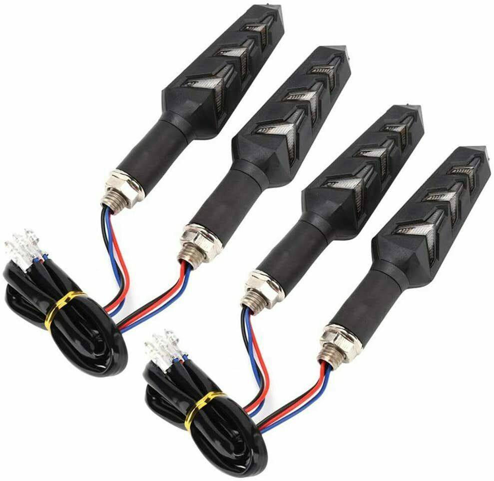 4X Motorcycle LED Turn Signal Indicators Flowing Water Light Amber Blinker Lamp - TDRMOTO