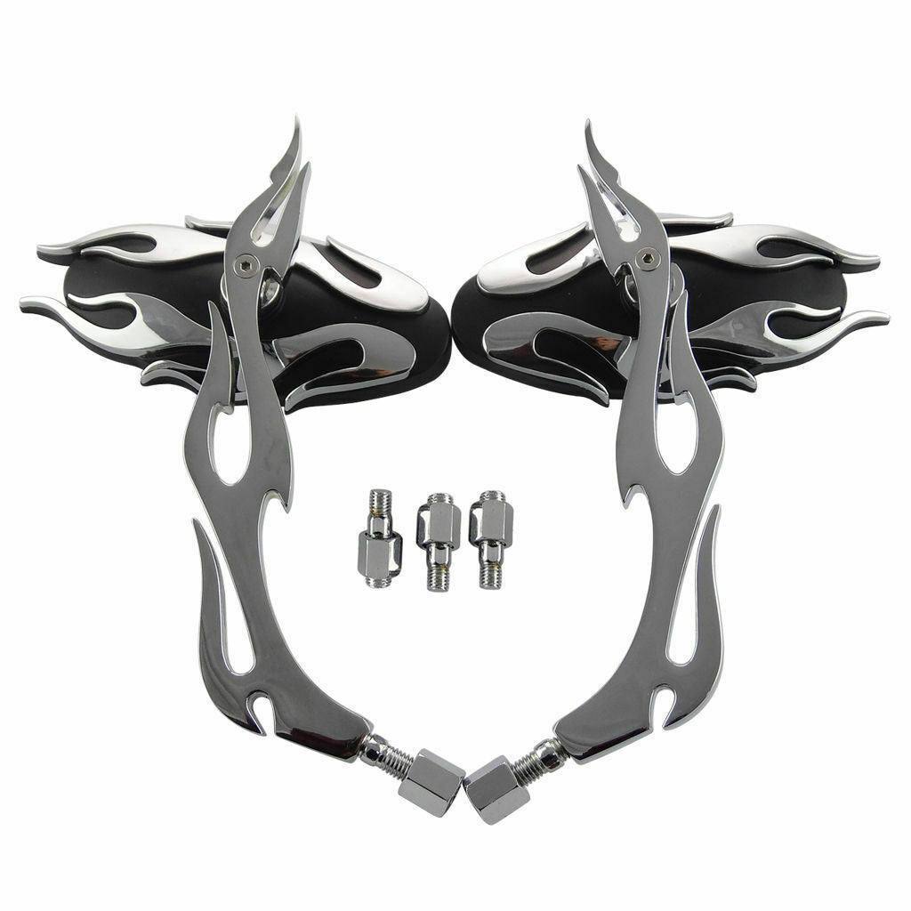 CHROME FLAME MOTORCYCLE REARVIEW MIRRORS 4 KAWASAKI VULCAN VN EN 800 900 1500 - TDRMOTO