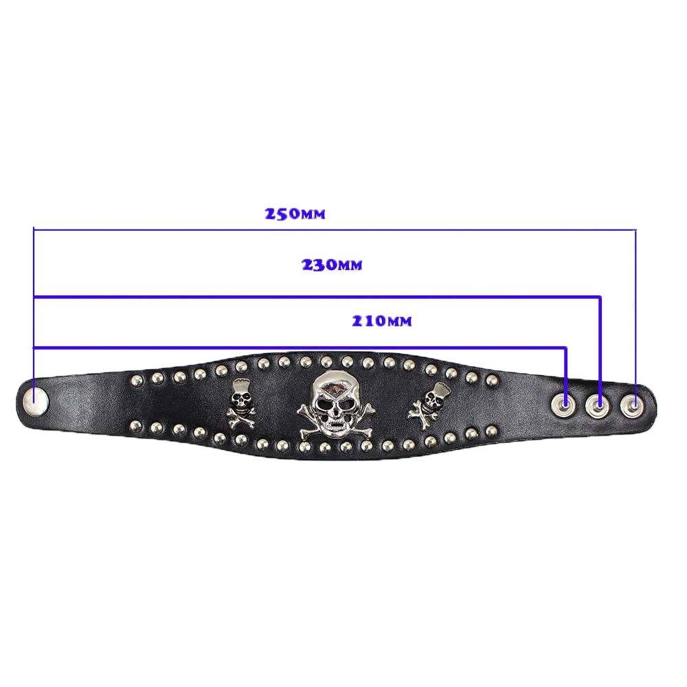 Men Women Teenager Black leather Skull Stud Strap Wrist Band Cuff Punk - TDRMOTO