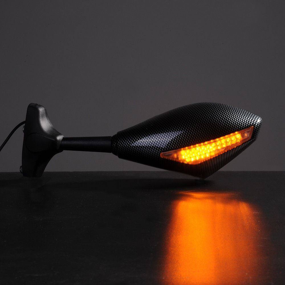 Carbon Motorcycle Rear Mirrors LED Indicators 4 Kawasaki Ninja 250R 2008-2011 - TDRMOTO