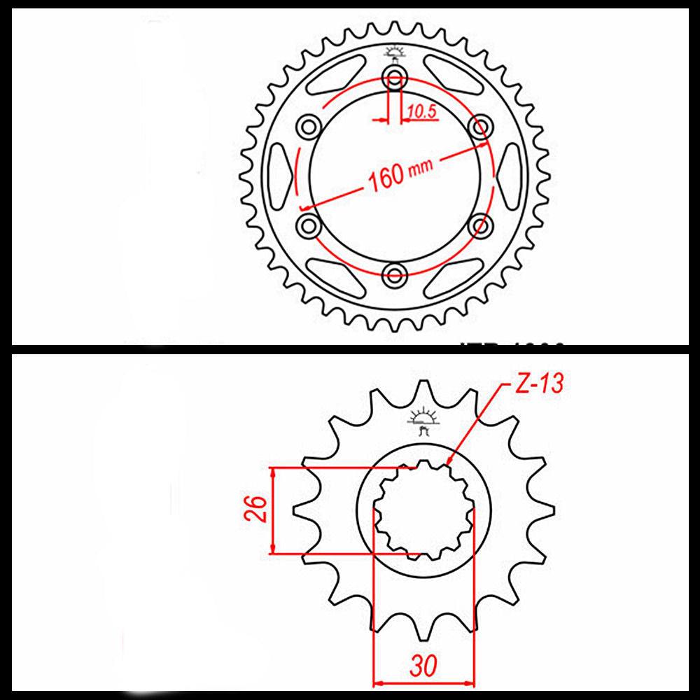 Motorcycle 530 Chain Front Rear Sprockets For Honda CBR1000 2006 2007 2008 2009 - TDRMOTO