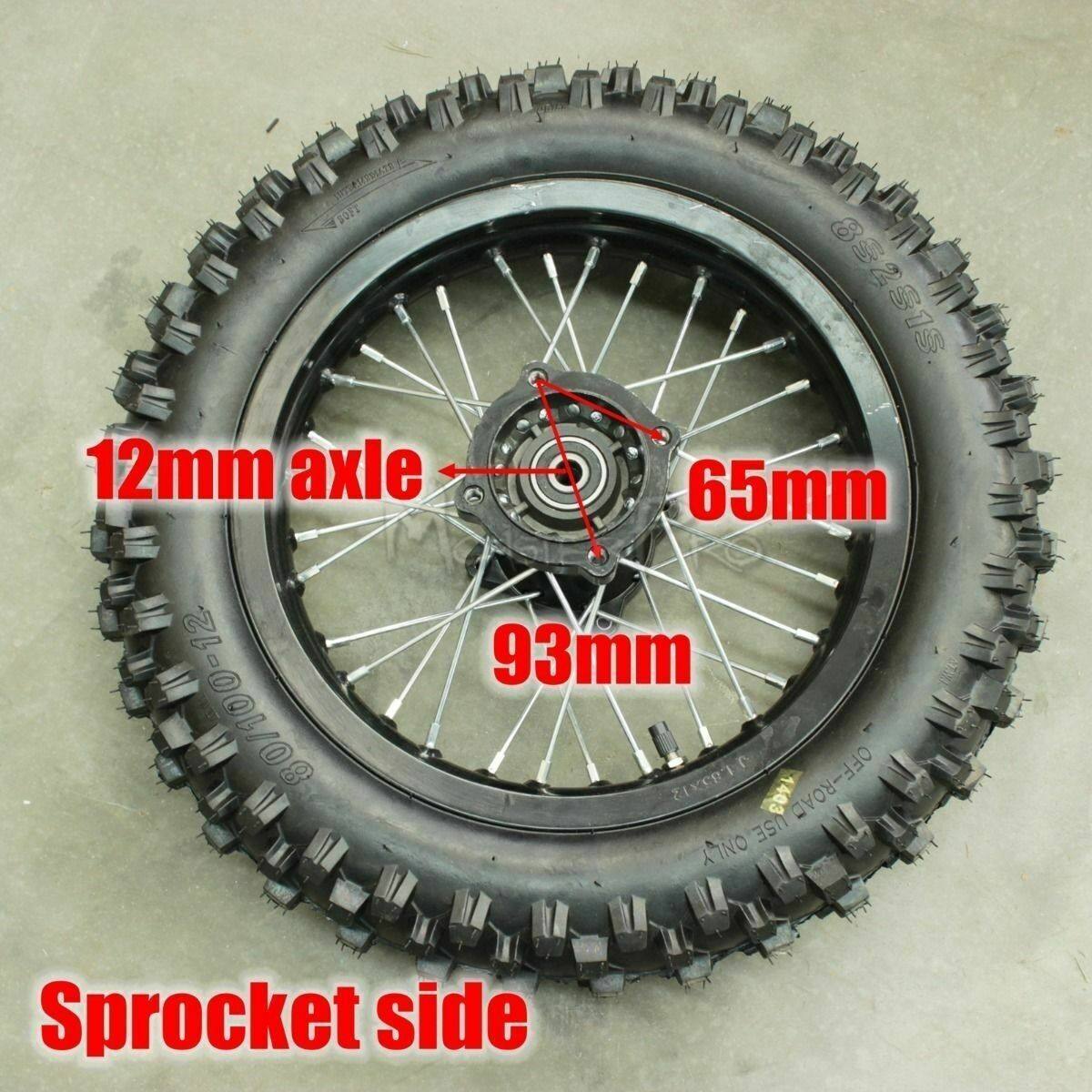 12mm Axle 80/100-12 Inch Rear Knobby Wheel Dirt Pit Pro Trail Bike Motorcross - TDRMOTO