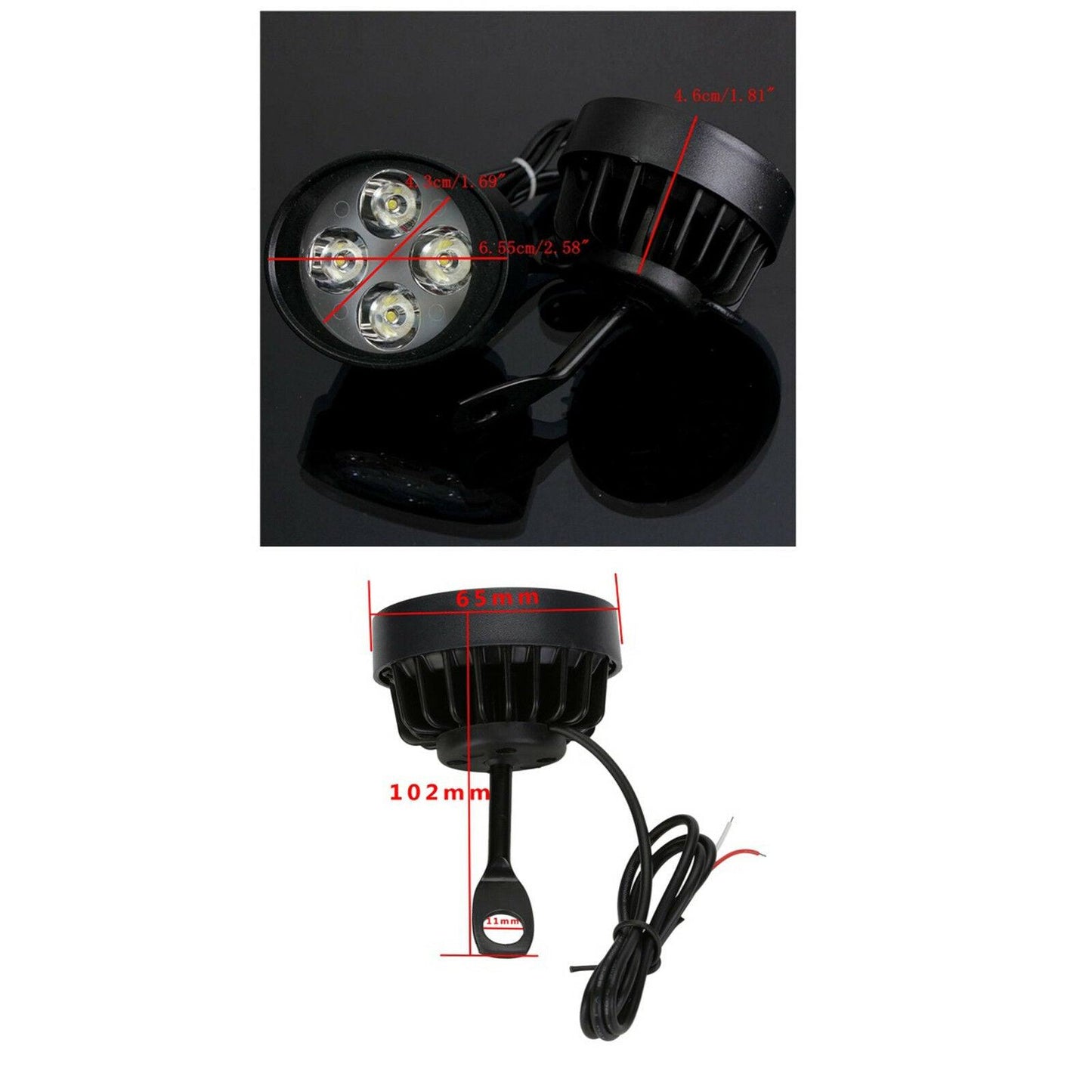 2x 4 LED Motorcycle Mirror Mount LED Driving Headlight Fog Spot Light Spotlight - TDRMOTO