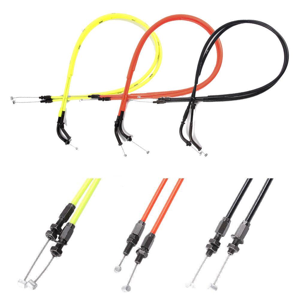 Pair of Black/Yellow/Orange Throttle Cable for Honda CB1300 2003-2016 - TDRMOTO