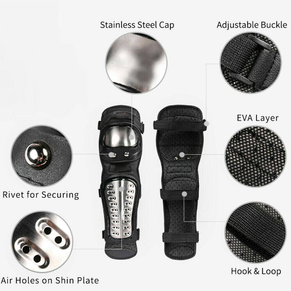 4P Set Bicycle Motor Alloy Steel Motocross Elbow & Knee Shin Guard Pads Protect - TDRMOTO