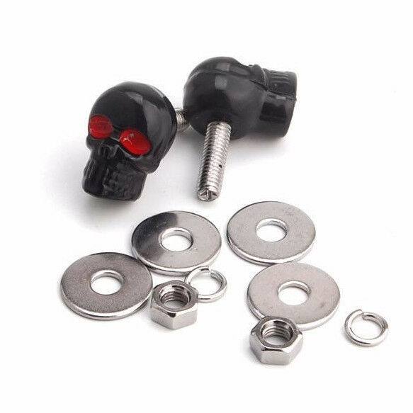 Black 3D Skull Motorcycle License Plate Frame Bolts Fastener Screws - 2pcs - TDRMOTO