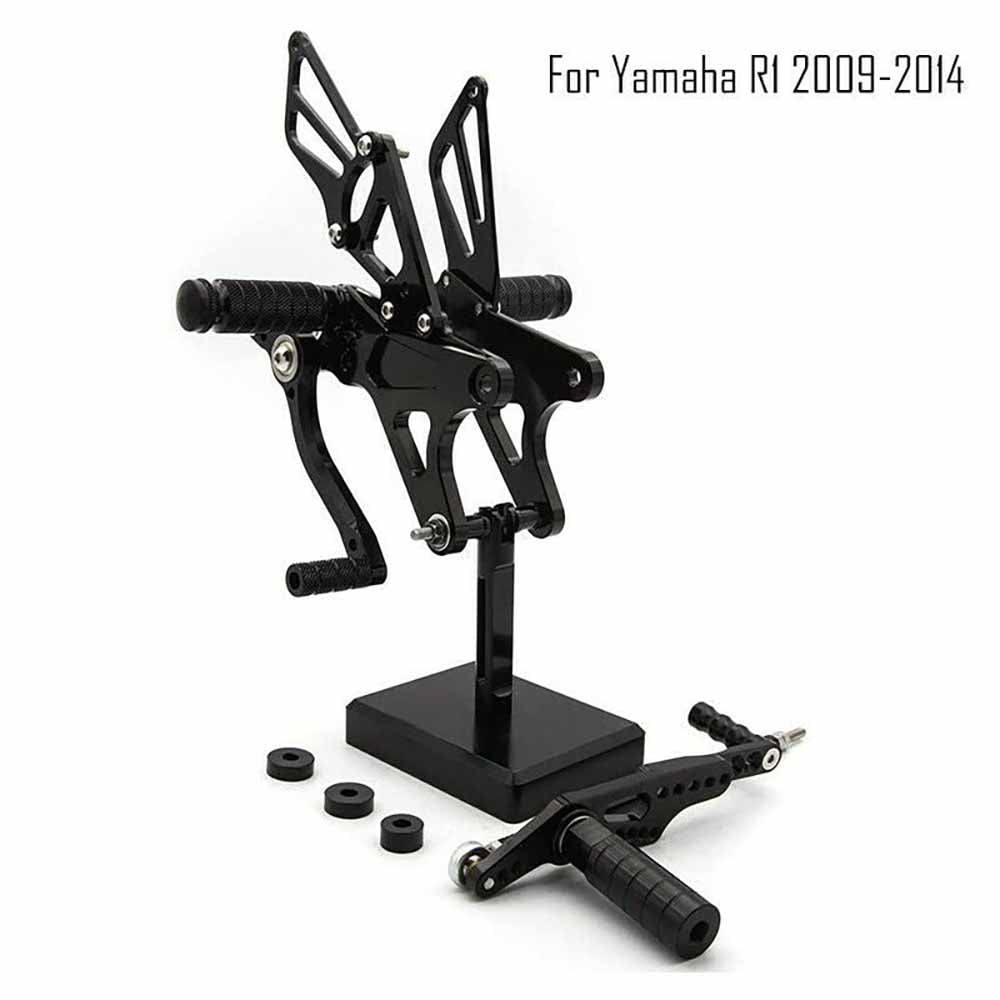 CNC Adjustable Rearset Foot Rest Pegs 4 Yamaha YZF R1 2009-2014 BLACK - TDRMOTO