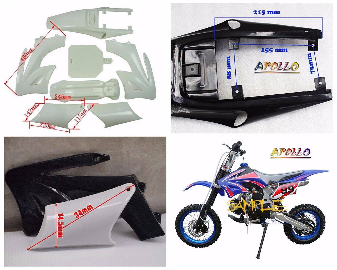 Apollo Plastic fairing STYLE Dirt Bike Motorcross Pit body fender orion 110 125 Blue - TDRMOTO