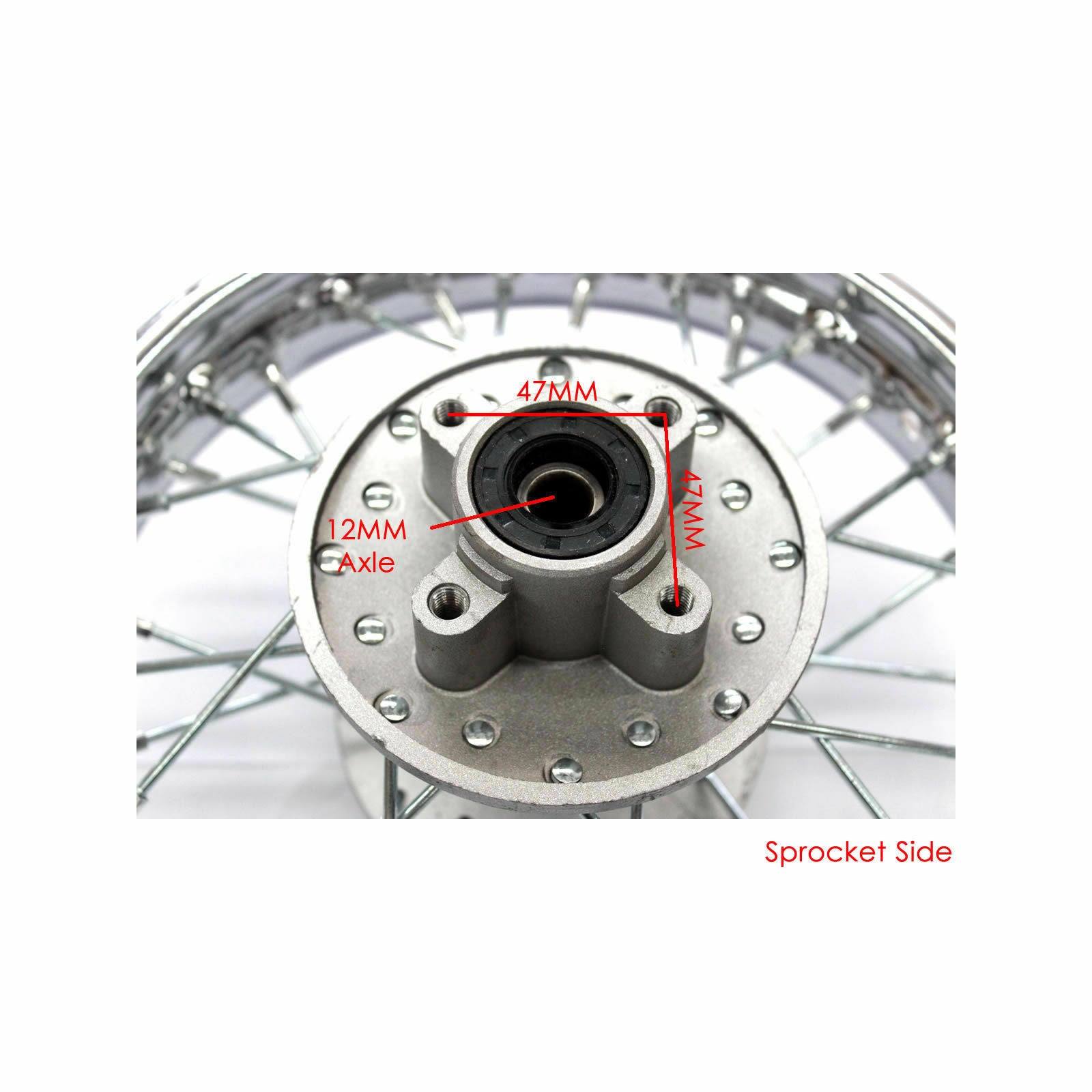 10" 1.4-10 12mm Axle Rear Steel Wheel Rim ATV Quad Pit Dirt Trail Bike - TDRMOTO