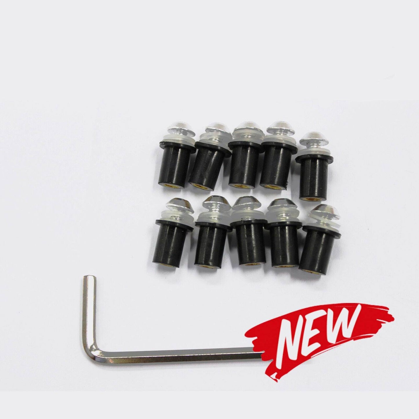 10pcs 5mm Motorcycle Windscreen Windshield Bolts Screw Kit Nuts Washers Silver - TDRMOTO