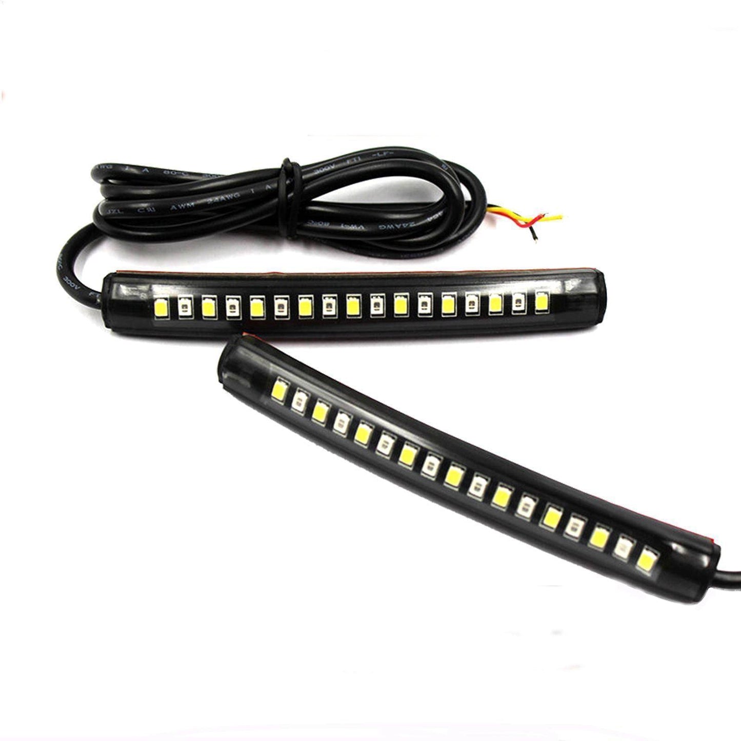 2pcs Car Motorcycle 17 LED Strip Light Tail Turn Signal Indicator Amber/White - TDRMOTO