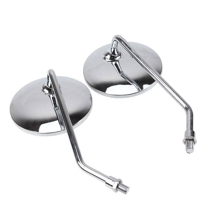 8mm Chrome Round Motorcycle Side Rear View Mirrors - TDRMOTO