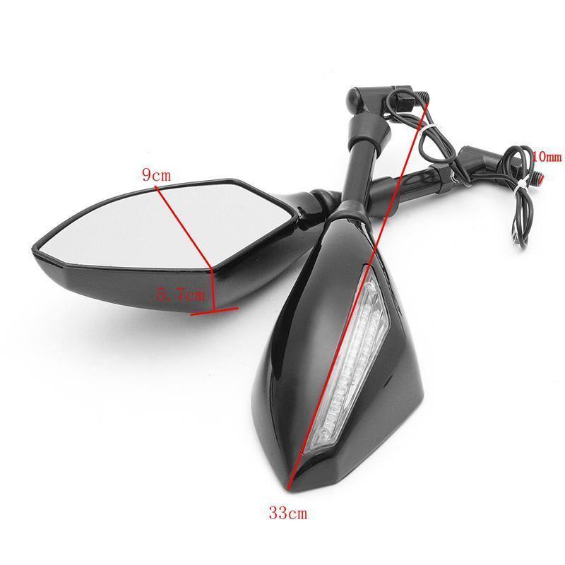 Black motorcycle rearview side mirrors w/ LED indicator for Hyosung GV650 - TDRMOTO