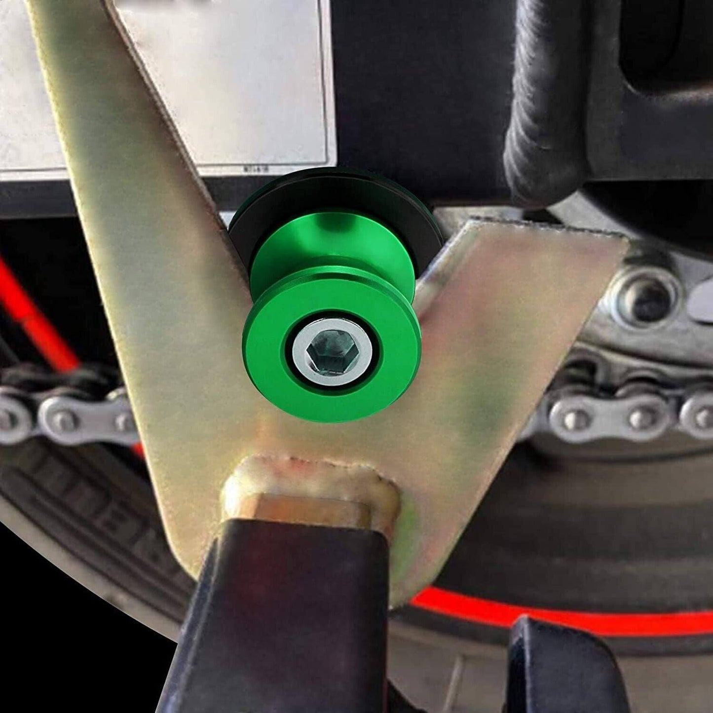 NEW 8 MM Rear Swingarm Motorcycle Spool Sliders Swing Arm Stand Bobbins - Green - TDRMOTO