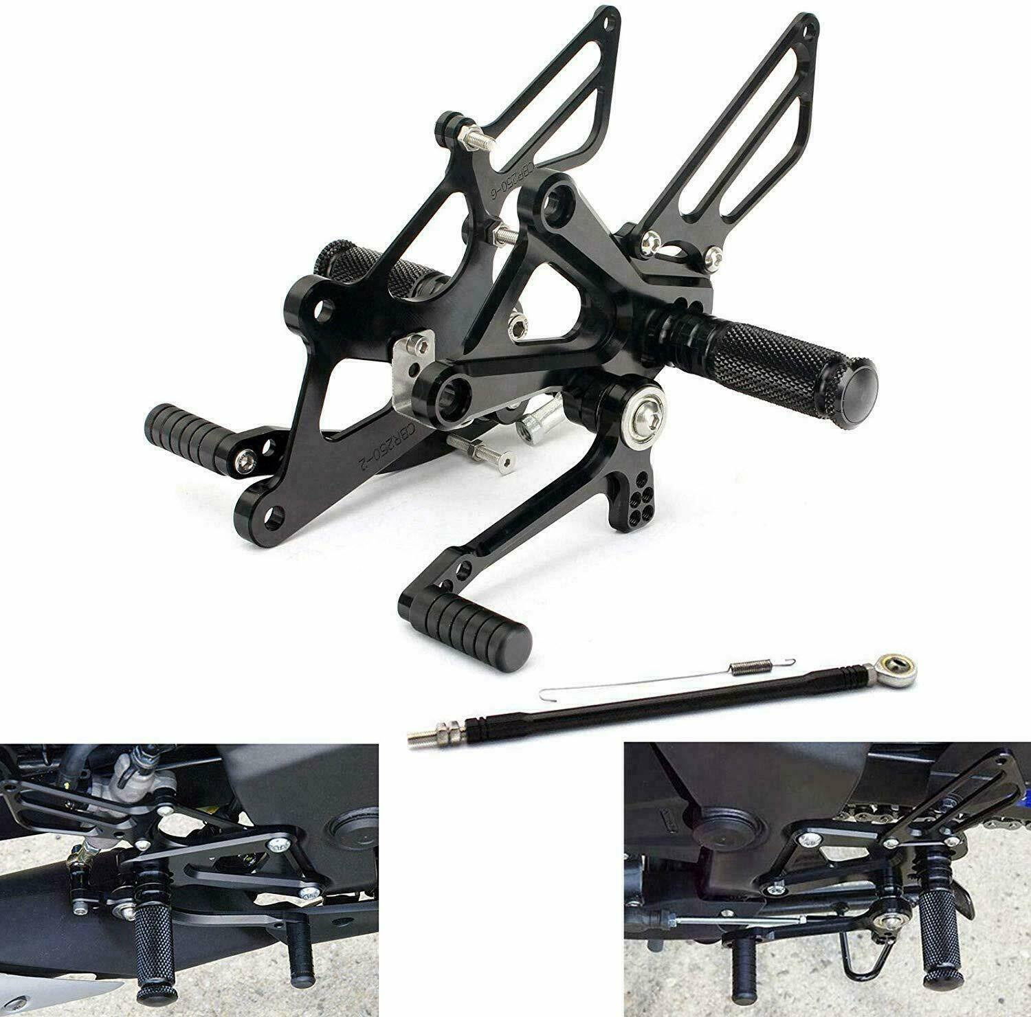 Fit Honda CBR250R 2010 2011 2012 2013 Adjustable Rearset Foot Peg Footrest Black - TDRMOTO