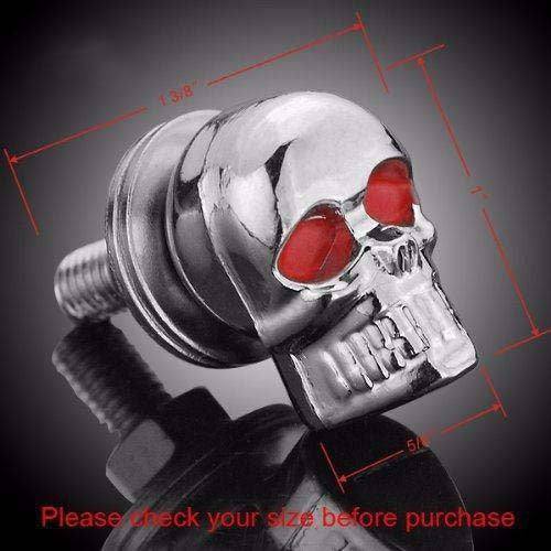 2X Chrome Skull License/Number Plate Windshield 6mm Bolts Screw Nuts Plate Bike - TDRMOTO