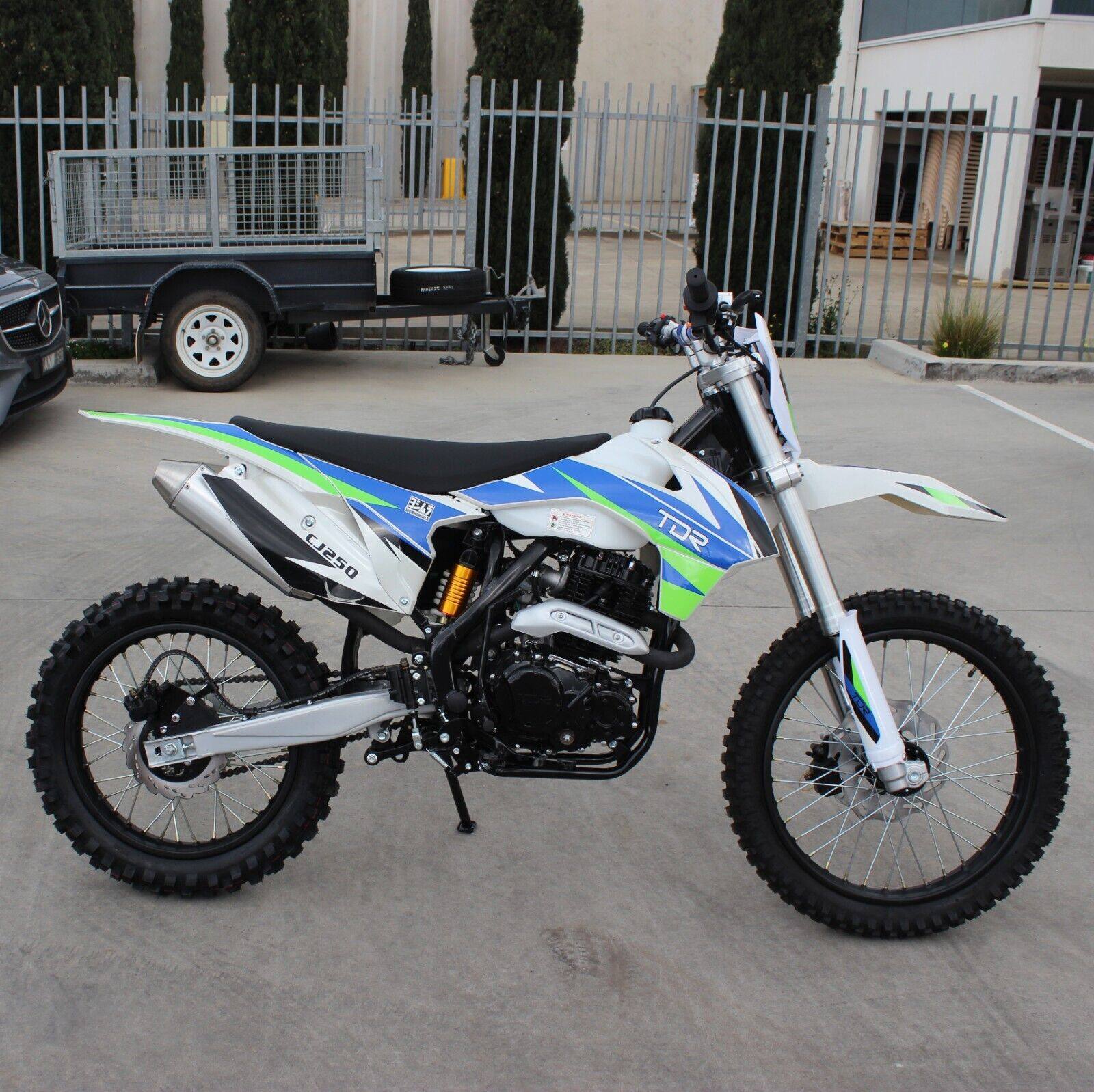 TDR CJ250 250cc Dirt Pit Bike Off Road Motocross Electric/Kick Start Motorbike Blue & Green - TDRMOTO