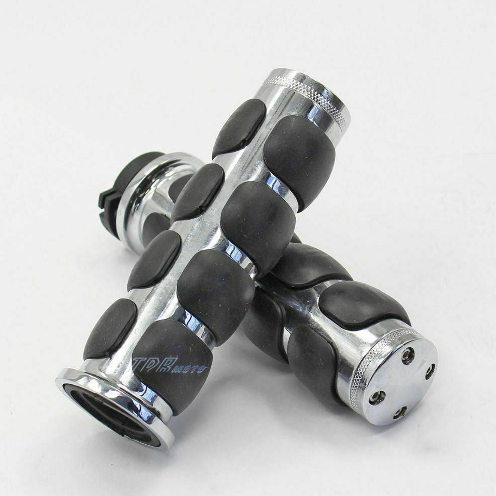 1"/25mm Chrome Handlebar Hand Grips with Throttle Boss - TDRMOTO