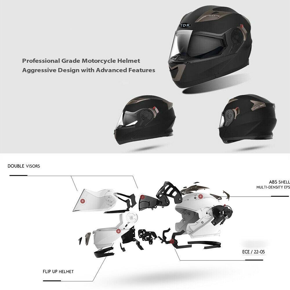 TDR Matt Black Motorcycle Helmet Adult ECE 22.05 - TDRMOTO