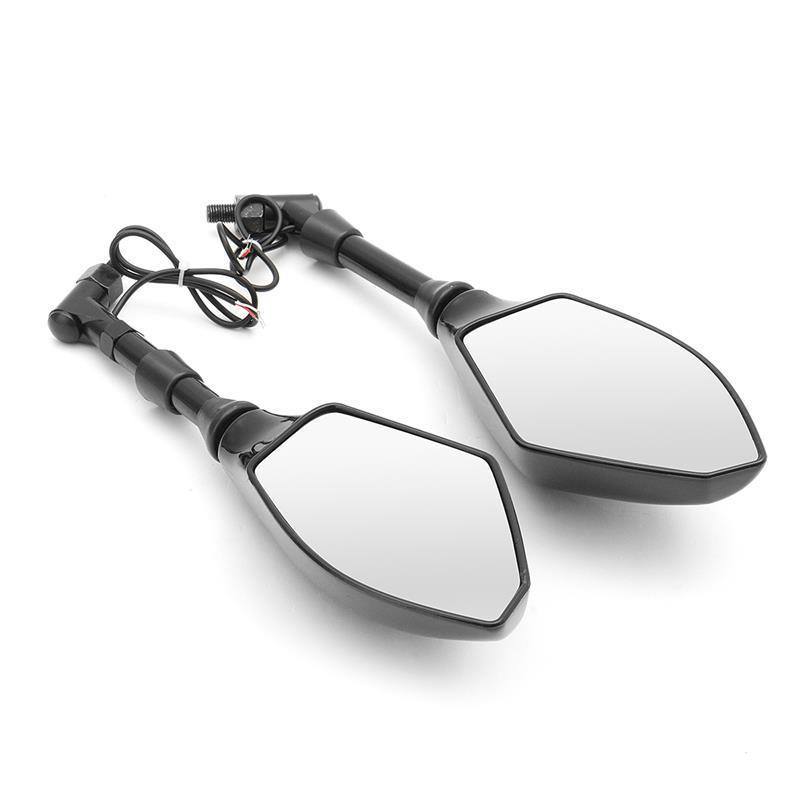 Black motorcycle rearview side mirrors w/ LED indicator for Hyosung GV650 - TDRMOTO