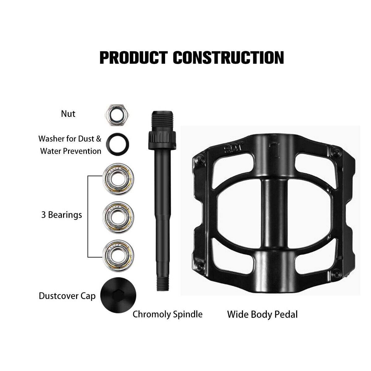 1 Pair Aluminium Alloy MTB Mountain Bike Bicycle Pedals Anti Slip 9/16" - TDRMOTO