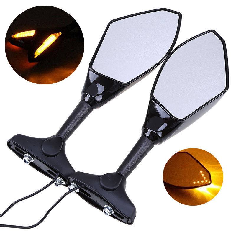 Motorcycle Side Mirrors + Led Indicators For Kawasaki Ninja 250R 2008-2011 - TDRMOTO