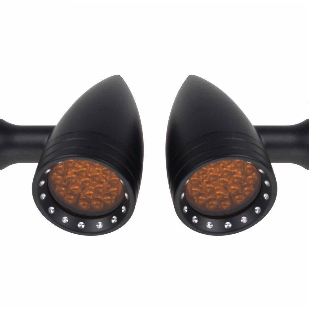 Quality Black Aluminium Bullet LED Motorbike Indicators Turn Signals Universal - TDRMOTO