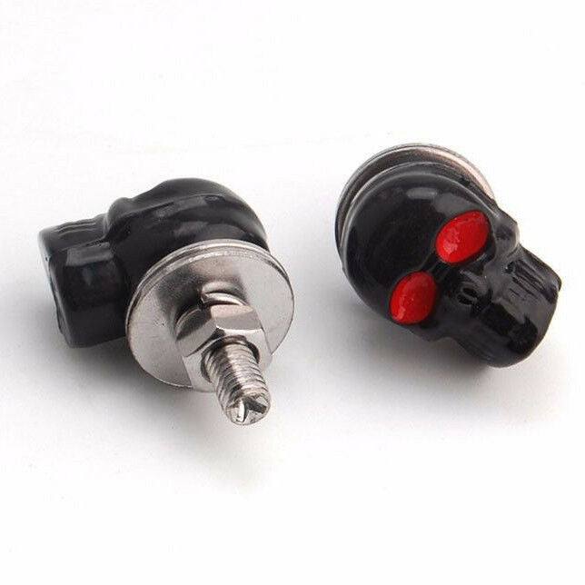 Black 3D Skull Motorcycle License Plate Frame Bolts Fastener Screws - 2pcs - TDRMOTO