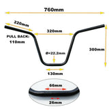 Black 22mm 7/8" Ape hanger Style Handlebar For Bicycle Chopper Motriszed bike - TDRMOTO