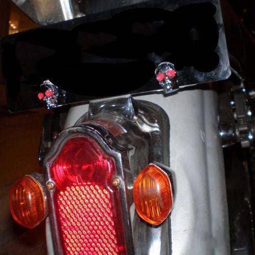 2X Chrome Skull License/Number Plate Windshield 6mm Bolts Screw Nuts Plate Bike - TDRMOTO